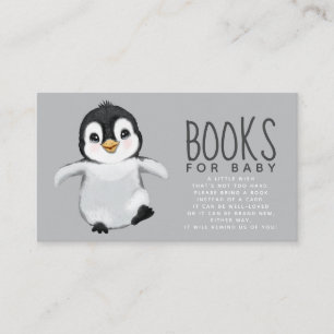Cute Penguin Baby Shower Books for Baby Enclosure  Card