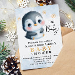 Cute Penguin Baby Shower Invitation<br><div class="desc">Cute Penguin Baby Shower Invitation. To personalise,  type the text in place of the sample in the edit field above at right. You can also change the typeface and font colour and size if you wish.</div>