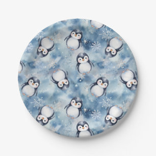 Cute Penguin Baby Shower  Paper Plate