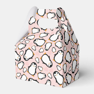 Cute Penguin Baby Shower Pink Girl Favour Box