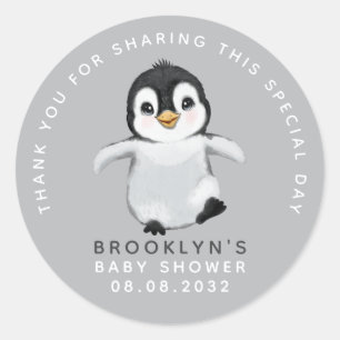 Cute Penguin Baby Shower Thank You Classic Round Sticker