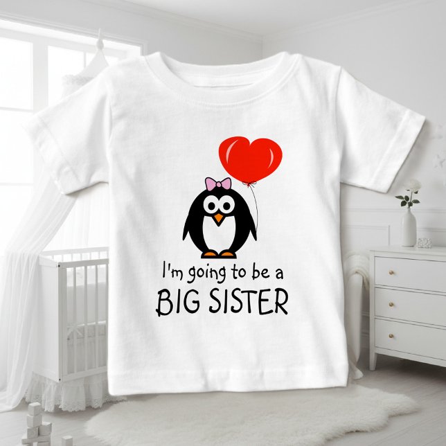 Cute penguin Big Sister baby dress for sibling Baby T-Shirt (big sister baby shirt)