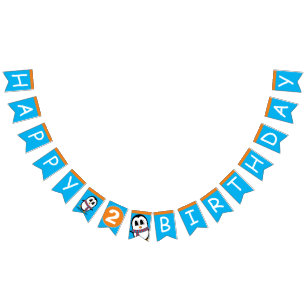 Cute Penguin Birthday Bunting Flags/Banner Bunting