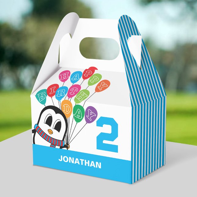 Cute Penguin Birthday Gable Box/Favour Box (Creator Uploaded)