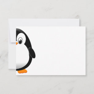 Cute Penguin Black and White Blank Card