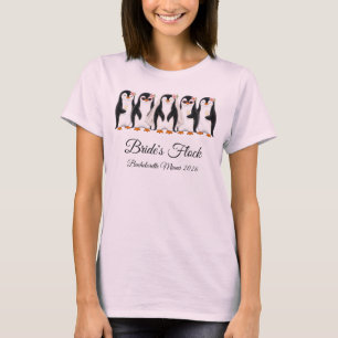 Cute Penguin Bride's Flock Pink Bachelorette T-Shirt