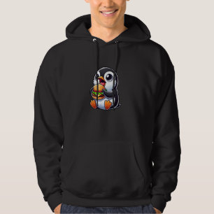 Cute Penguin Burger Cartoon Fast Food Art Hoodie