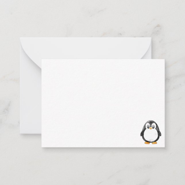 Cute Penguin Cartoon Blank Custom Card (Front)