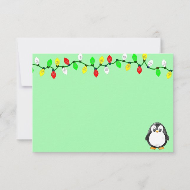 Cute Penguin Cartoon Blank Custom Christmas Card (Front)