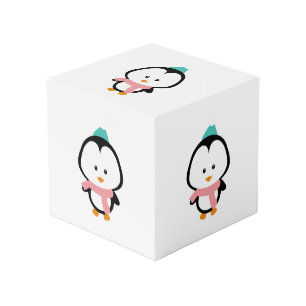 Cute penguin cartoon cube