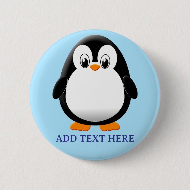 Cute Penguin Cartoon Custom Blue 6 Cm Round Badge (Front)