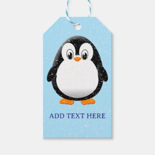 Cute Penguin Cartoon Custom Winter Gift Tags