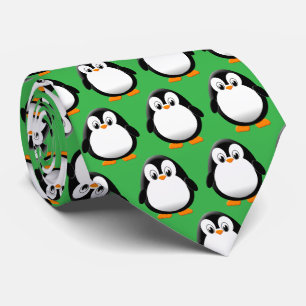 Cute Penguin Cartoon Green Tie