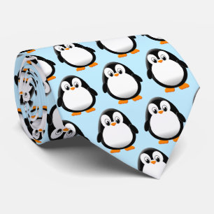 Cute Penguin Cartoon Light Blue Tie