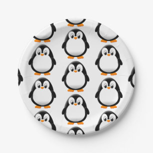 Cute Penguin Cartoon Paper Plate