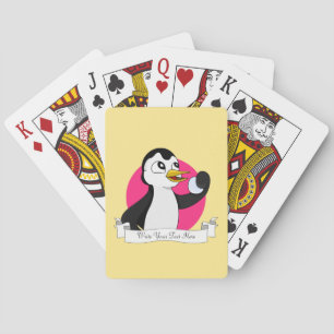Cute penguin cartoon playing cards