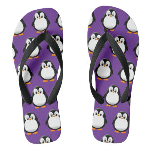 Cute Penguin Cartoon Purple  Jandals