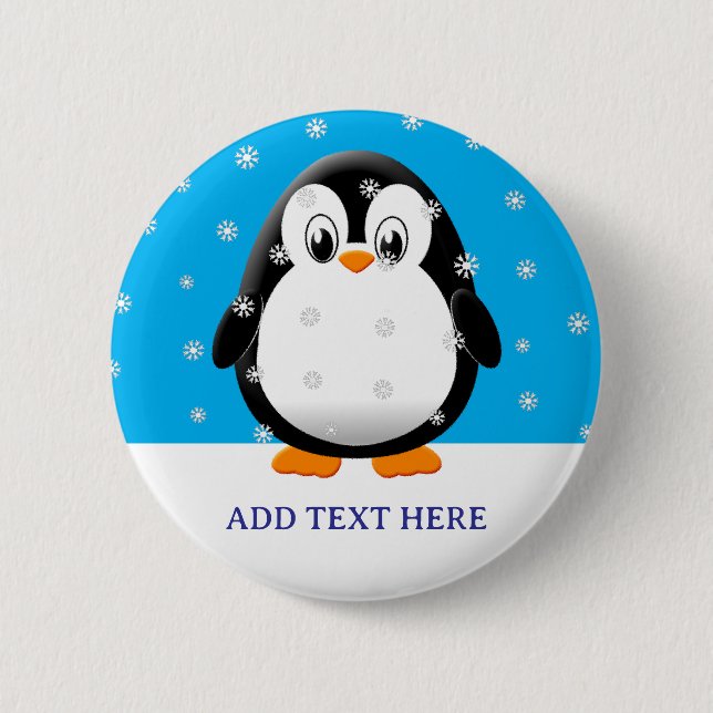 Cute Penguin Cartoon Snow Flakes Custom 6 Cm Round Badge (Front)