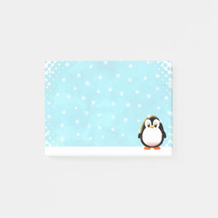 Cute Penguin Cartoon Snow Flakes Watercolor Post-it Notes