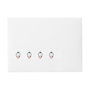 Cute penguin cartoon wraparound address label