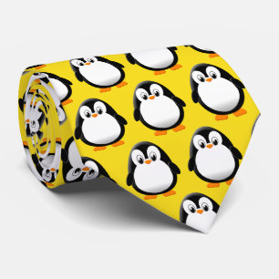 Cute Penguin Cartoon Yellow Gold Tie