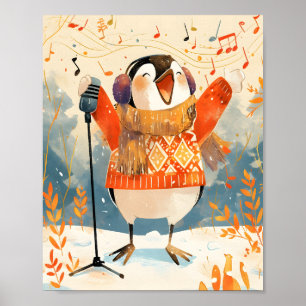 Cute Penguin Christmas Animal Nursery Art Print 
