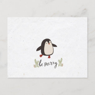 Cute Penguin Christmas Announcement Postcard