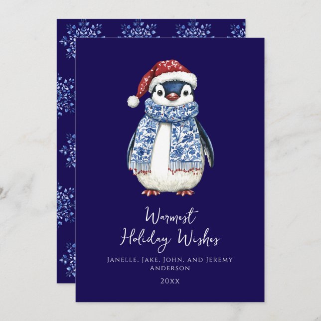 Cute Penguin Christmas Card (Front/Back)