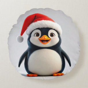 🎄 Cute Penguin Christmas Cosy Decor Gift Idea ❄️ Round Cushion