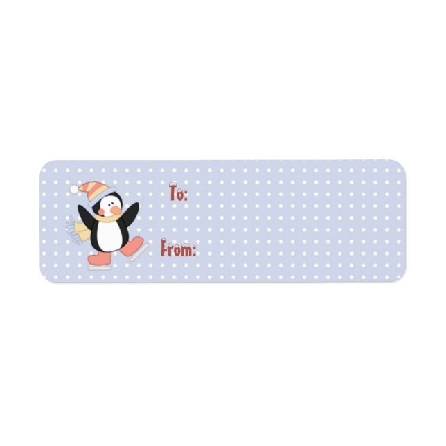 Cute penguin Christmas gift tag labels (Front)