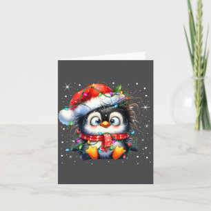 Cute Penguin Christmas Lights Penguins Lover Girls Card