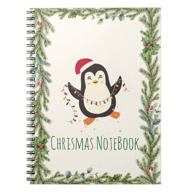 Cute Penguin Christmas Notebook Gift (Front)