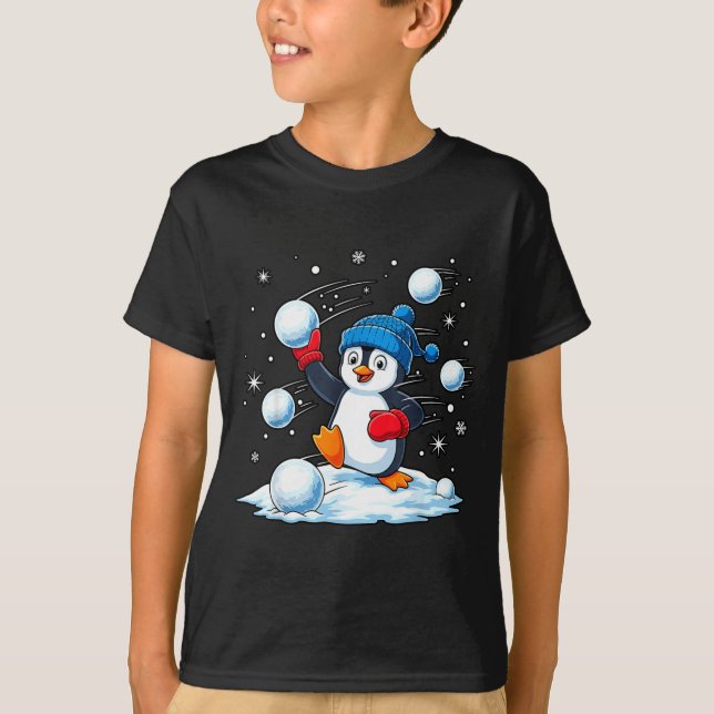 Cute Penguin Christmas Pajamas Shirt Boys, Penguin (Front)