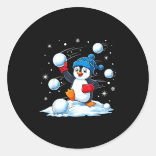 Cute Penguin Christmas Pajamas Shirt Boys, Penguin Classic Round Sticker