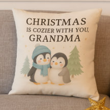 Cute Penguin Christmas Pillow for Grandma – Gift