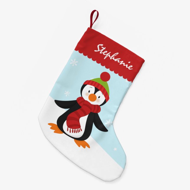 Cute Penguin Christmas Stocking (Front (Hanging))