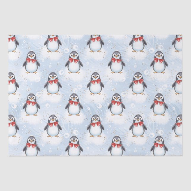Cute Penguin Christmas  Tissue Paper (Front)