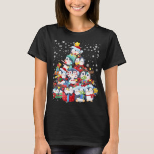 Cute Penguin Christmas Tree Lights Gift Decor Xmas T-Shirt
