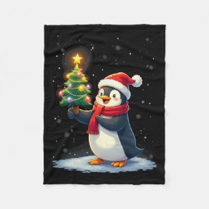 Cute Penguin Christmas Tree Pajama Girls Boys Funn Fleece Blanket