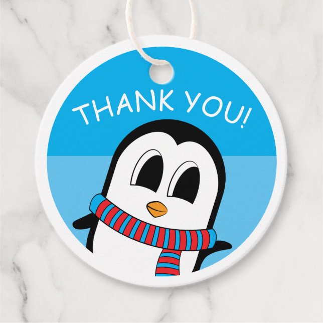 Cute Penguin Circle Tag (Front)