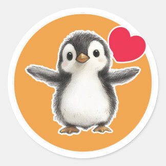 Cute Penguin Classic Round Sticker