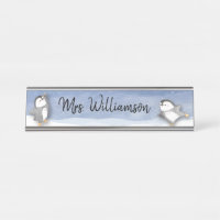 Cute Penguin Classroom Educator Teacher Monogram