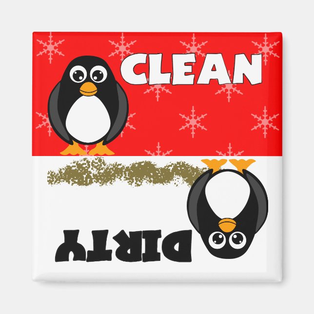 Cute Penguin Clean / Dirty Dishwasher Magnet (Front)