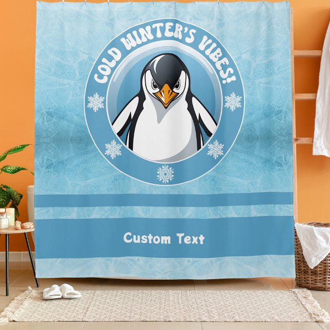 Cute Penguin, Cold Winter's Vibes Shower Curtain (Creator Uploaded)