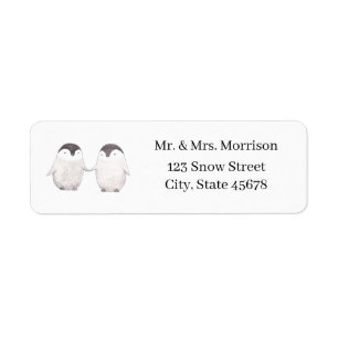 Cute Penguin Couple Custom Mailing Return Address