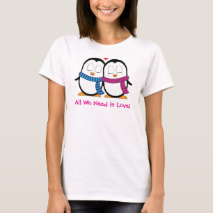 Cute Penguin Couple T-shirt with personalised Text