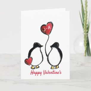 Cute penguin couple valentine's day card