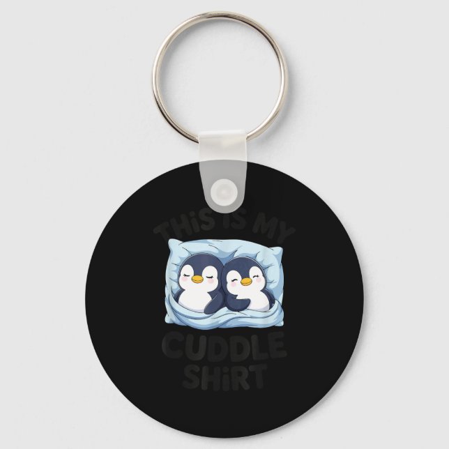 Cute Penguin Cuddle Cozy Sleep Matching Couple  Key Ring (Front)