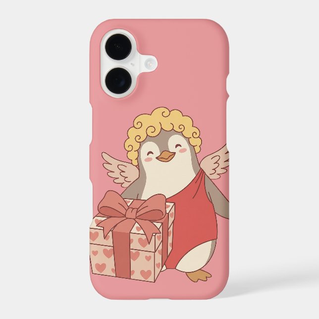Cute Penguin Cupid Galentine Phone Case - iPhone (Back)