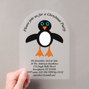 Cute Penguin Custom Acrylic Invitations